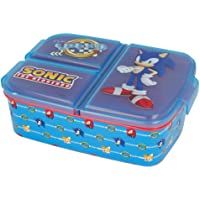Los mejores  - Sonic | Sandwichera con 3 Compartimentos para niños - lonchera Infantil - Porta merienda - Fiambrera Decorada